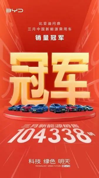 刷新记录！比亚迪新能源车3月销量破10万